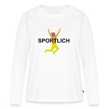 Athlétique vif rebond illustration - T-shirt manches longues Premium bio Femme - blanc - Devant - Julia (174cm)