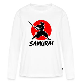 Samouraï - T-shirt manches longues Premium bio Femme - blanc - Devant - Julia (174cm)
