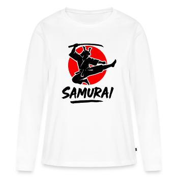 Samouraï - T-shirt manches longues Premium bio Femme - blanc - Devant - Julia (174cm)