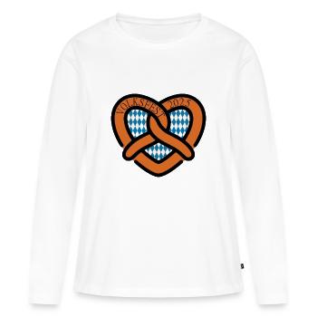 Herzbrezel 2025 – Conception du festival folklorique bavarois - T-shirt manches longues Premium bio Femme - blanc - Devant - Julia (174cm)
