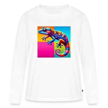 Gecko - T-shirt manches longues Premium bio Femme - blanc - Devant - Julia (174cm)