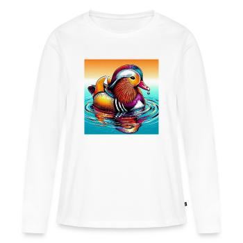 Canard mandarin - T-shirt manches longues Premium bio Femme - blanc - Devant - Julia (174cm)