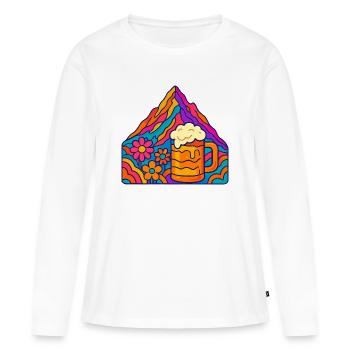 Lebendige Berglandschaft mit Bierglas - Frauen Premium Bio Langarmshirt - Weiß - Vorne - Julia (174cm)