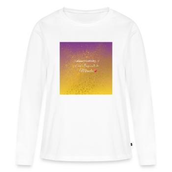 Je suis un aimant pour la positivité - T-shirt manches longues Premium bio Femme - blanc - Devant - Julia (174cm)