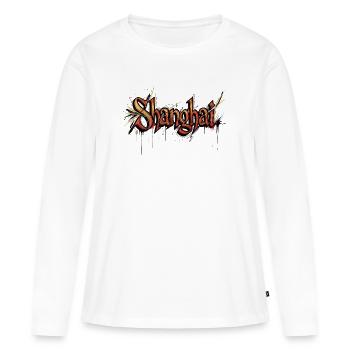 Shanghai - T-shirt manches longues Premium bio Femme - blanc - Devant - Julia (174cm)