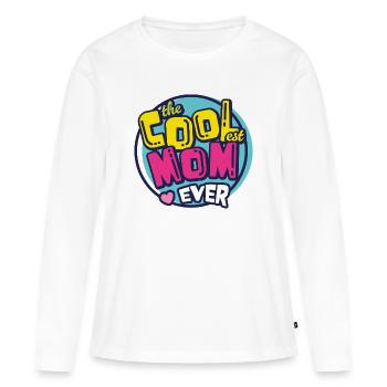 Meilleure maman la plus cool de tous les temps Design rétro audacieux - T-shirt manches longues Premium bio Femme - blanc - Devant - Julia (174cm)