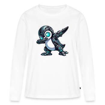 Cool dessin animé pingouin robot astronaute Mech dab - T-shirt manches longues Premium bio Femme - blanc - Devant - Julia (174cm)