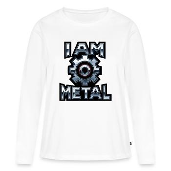 Je suis métal – Engrenage chromé - T-shirt manches longues Premium bio Femme - blanc - Devant - Julia (174cm)