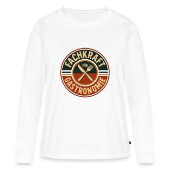 Logo du spécialiste de la gastronomie - T-shirt manches longues Premium bio Femme - blanc - Devant - Julia (174cm)