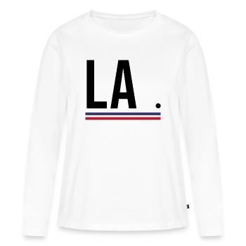 Los Angeles – Chemise streetwear de la côte ouest - T-shirt manches longues Premium bio Femme - blanc - Devant - Julia (174cm)
