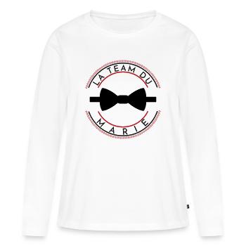 DESIGN EVG LA TEAM DU MARIÉ - T-shirt manches longues Premium bio Femme - blanc - Devant - Julia (174cm)