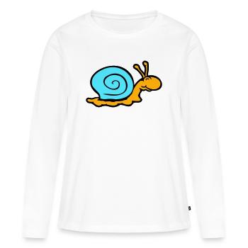 coquille d'escargot limace escargot sourit doucement - T-shirt manches longues Premium bio Femme - blanc - Devant - Julia (174cm)