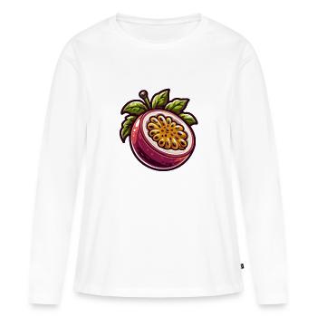 Leidenschaftliches exotisches Fruchtmuster - Frauen Premium Bio Langarmshirt - Weiß - Vorne - Julia (174cm)