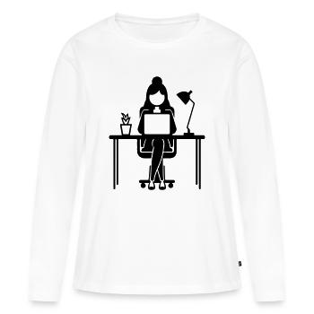 Travailleur Femme Ordinateur Job - T-shirt manches longues Premium bio Femme - blanc - Devant - Julia (174cm)