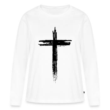 croix - T-shirt manches longues Premium bio Femme - blanc - Devant - Julia (174cm)