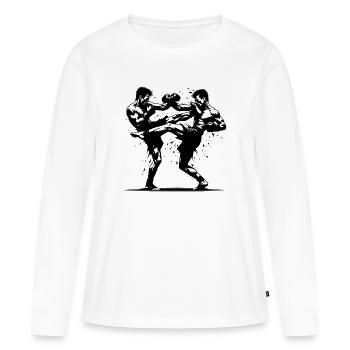 Kickboxing - Quand la force musculaire rencontre la volonté - T-shirt manches longues Premium bio Femme - blanc - Devant - Julia (174cm)