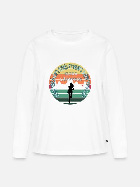 Ultraläuferin - Marathon ist mein warm up - Frauen Premium Bio Langarmshirt - Weiß