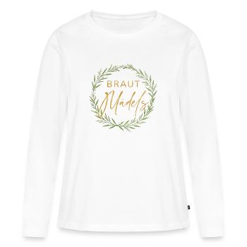 Elegantes "Braut Mädels"-Design mit Lorbeerkranz - Frauen Premium Bio Langarmshirt - Weiß - Vorne - Julia (174cm)