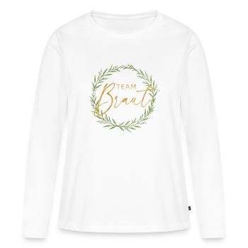 Elegantes Team Braut - Design mit Lorbeerkranz - Frauen Premium Bio Langarmshirt - Weiß - Vorne - Julia (174cm)