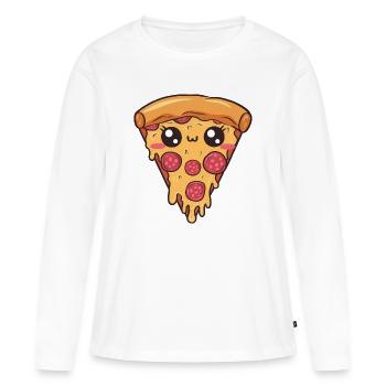 Tranche de pizza kawaii, amateur de nourriture - T-shirt manches longues Premium bio Femme - blanc - Devant - Julia (174cm)