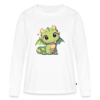 Dragon Dragon - T-shirt manches longues Premium bio Femme - blanc - Devant - Julia (174cm)