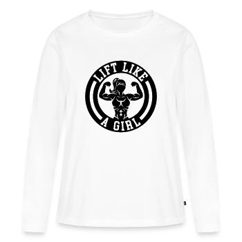 Lift like a girl - Women's Premium Organic Long Sleeve Shirt - white - Front - Julia (174cm)