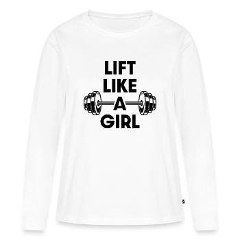 Lift like a girl - Women's Premium Organic Long Sleeve Shirt - white - Front - Julia (174cm)