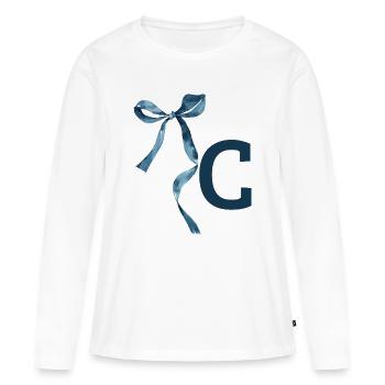 Monogramme c idée cadeau  - T-shirt manches longues Premium bio Femme - blanc - Devant - Julia (174cm)