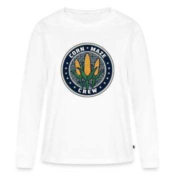 Labyrinthe de maïs Crew Spooky Labyrinthe de maïs d’Halloween - T-shirt manches longues Premium bio Femme - blanc - Devant - Julia (174cm)