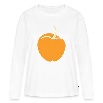 Abréviation minimaliste de Nectarine en pêche - T-shirt manches longues Premium bio Femme - blanc - Devant - Julia (174cm)