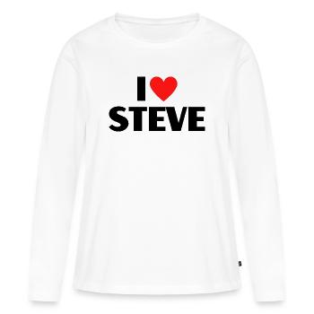 J'aime Steve Red Heart Love Fan Gift - T-shirt manches longues Premium bio Femme - blanc - Devant - Julia (174cm)