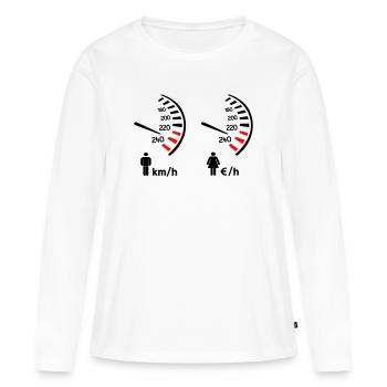 compteur de vitesse km/h et compteur de dépense  - T-shirt manches longues Premium bio Femme - blanc - Devant - Julia (174cm)