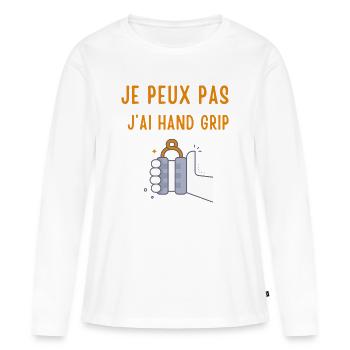 je peux pas j’ai Hand Grip - T-shirt manches longues Premium bio Femme - blanc - Devant - Julia (174cm)