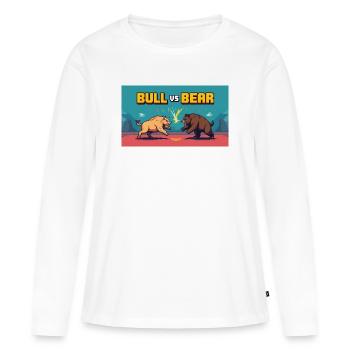 Pixel Art Kampf Stier gegen Bär - Frauen Premium Bio Langarmshirt - Weiß - Vorne - Julia (174cm)