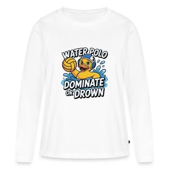 Lustiges Wasserballspiel: Dominieren oder Ertrinken - Frauen Premium Bio Langarmshirt - Weiß - Vorne - Julia (174cm)