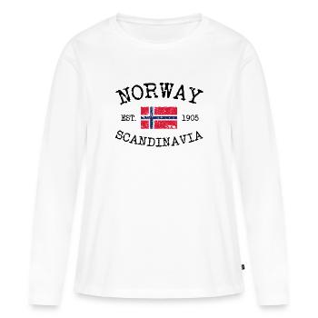 Norvège - Norvège - Norvège - Scandinavie - 1905 - T-shirt manches longues Premium bio Femme - blanc - Devant - Julia (174cm)