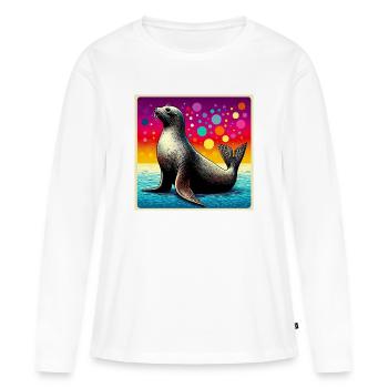 Phoque - T-shirt manches longues Premium bio Femme - blanc - Devant - Julia (174cm)