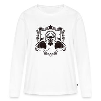 Gorille avec pose de combat - T-shirt manches longues Premium bio Femme - blanc - Devant - Julia (174cm)