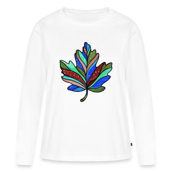 Blatt Herbst Bunt Ahorn - Frauen Premium Bio Langarmshirt - Weiß - Vorne - Julia (174cm)