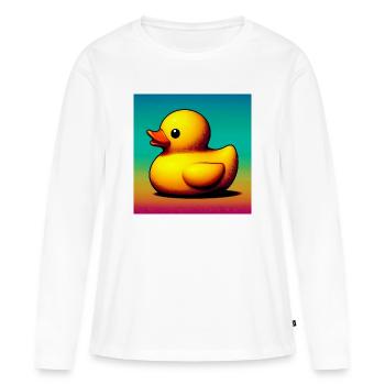 Ente Ente Ente Ente Ente - Frauen Premium Bio Langarmshirt - Weiß - Vorne - Julia (174cm)