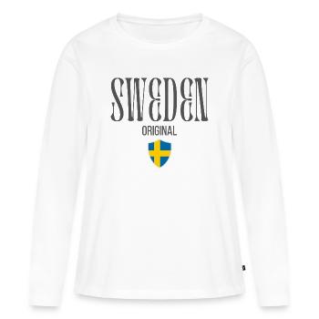 Né en Suède, originaire de Suède - T-shirt manches longues Premium bio Femme - blanc - Devant - Julia (174cm)