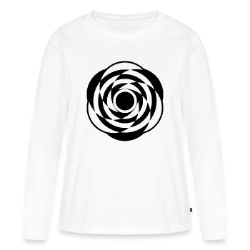 Hypnotischer Rosen-Kornkreis - Frauen Premium Bio Langarmshirt - Weiß - Vorne - Julia (174cm)