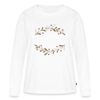 Filigraner Herbstlaubkranz - Frauen Premium Bio Langarmshirt - Weiß - Vorne - Julia (174cm)