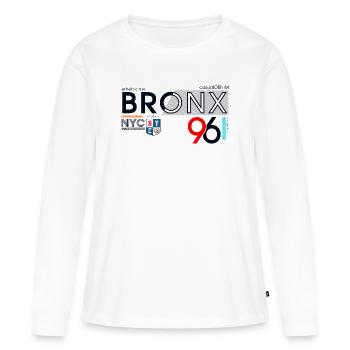 Design streetwear urbain du Bronx - T-shirt manches longues Premium bio Femme - blanc - Devant - Julia (174cm)