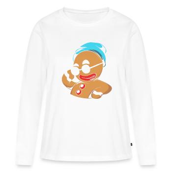 Bonhomme en pain d'épices Pain d'épices de Noël - T-shirt manches longues Premium bio Femme - blanc - Devant - Julia (174cm)
