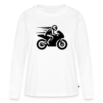 Moto de course Moto Moto Machine de course - T-shirt manches longues Premium bio Femme - blanc - Devant - Julia (174cm)