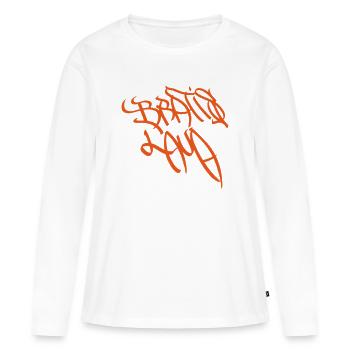 Graffiti expressif de Bratislava - T-shirt manches longues Premium bio Femme - blanc - Devant - Julia (174cm)
