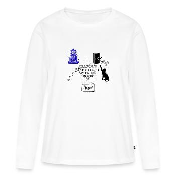 Déesse Zen en Violette et Indigo - T-shirt manches longues Premium bio Femme - blanc - Devant - Julia (174cm)