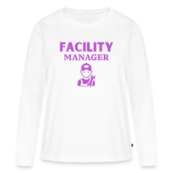 Gestionnaire d’installations - T-shirt manches longues Premium bio Femme - blanc - Devant - Julia (174cm)