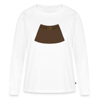 Jupe plissée vintage - T-shirt manches longues Premium bio Femme - blanc - Devant - Julia (174cm)